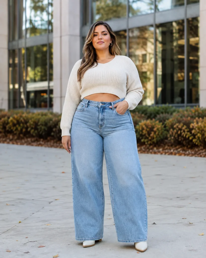 Wide-Leg Jeans + Cropped Sweater