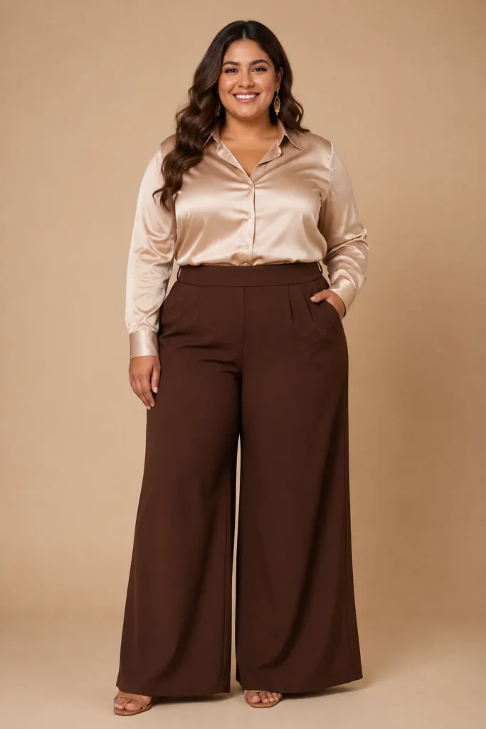 Wide-Leg Palazzo Pants With a Fitted Blouse
