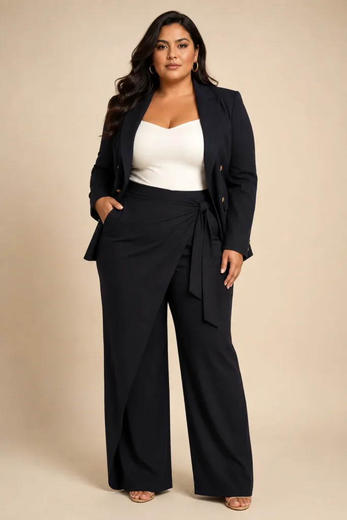 Wrap-Front Pant With a Structured Blazer