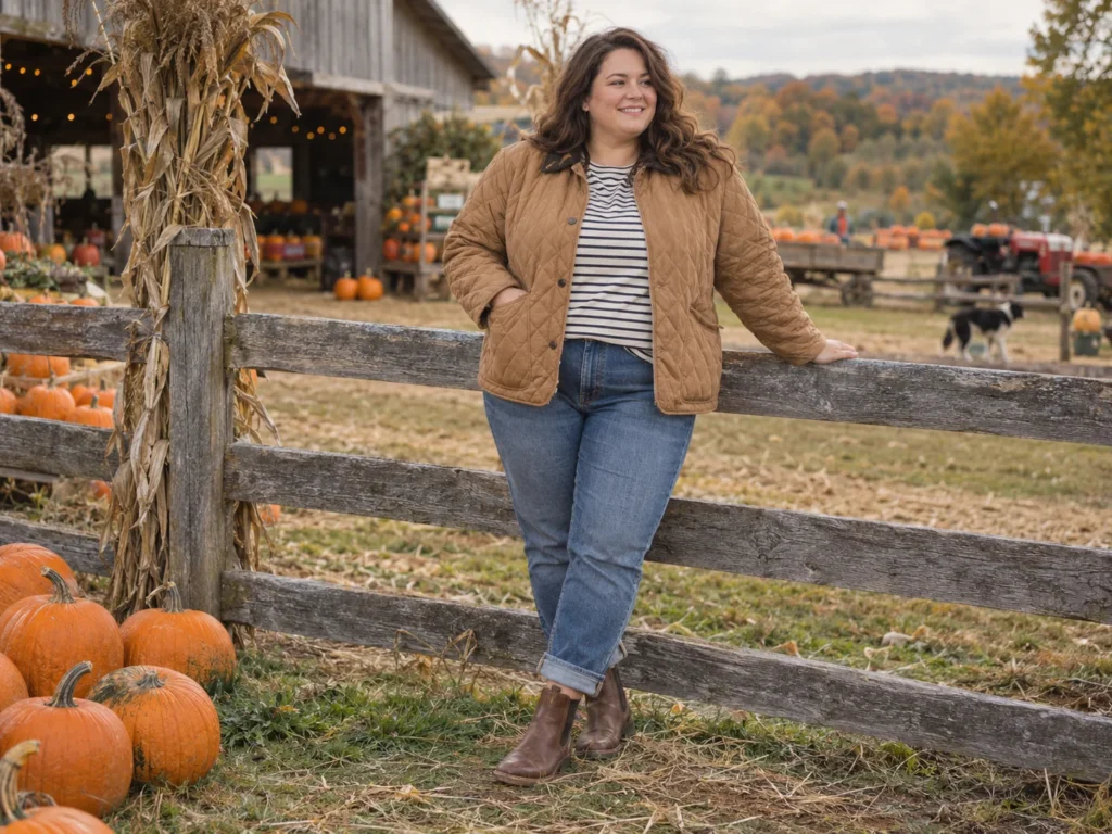 Barn Jacket With Cuffed Mom Jeans