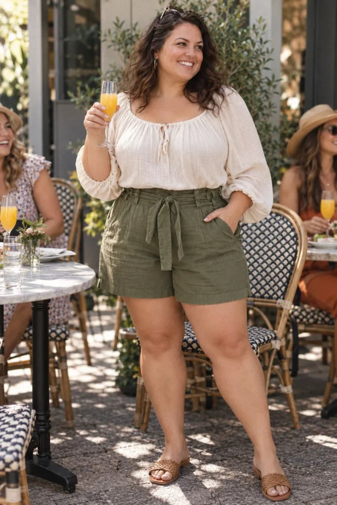 Boho Peasant Blouse + Paperbag-Waist Shorts