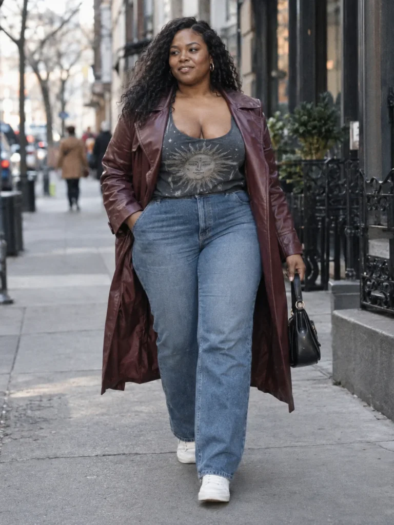 Burgundy Faux-Leather Trench