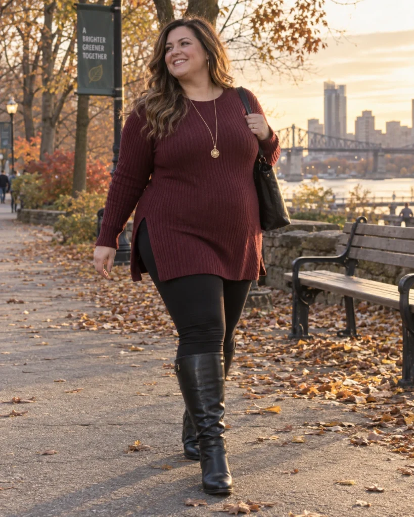 Burgundy Tunic Knit & Tall Boots