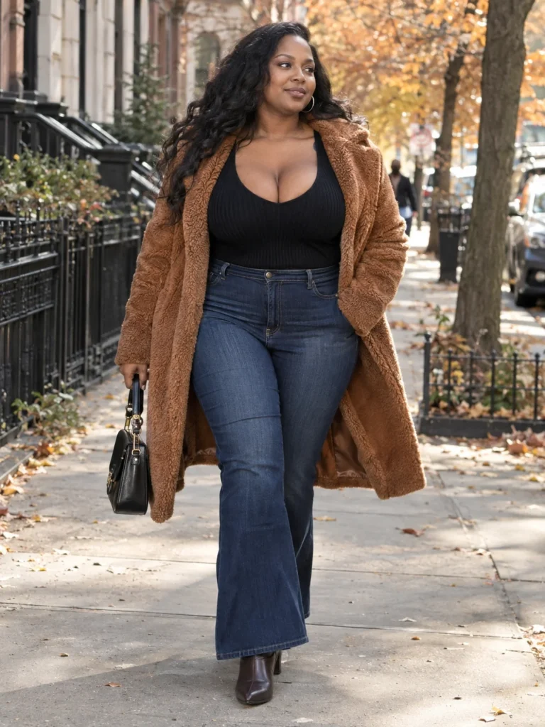 Caramel Teddy Coat & Flares