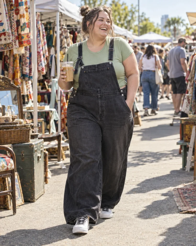 Casual Y2K Alt Denim Overalls & Baby Tee