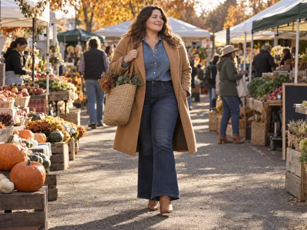 Chambray, Flares and a Camel Coat