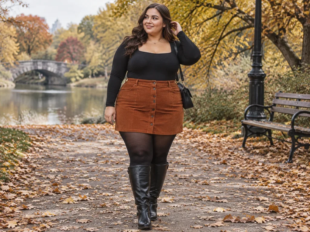 Corduroy Button-Front Mini With a Bodysuit