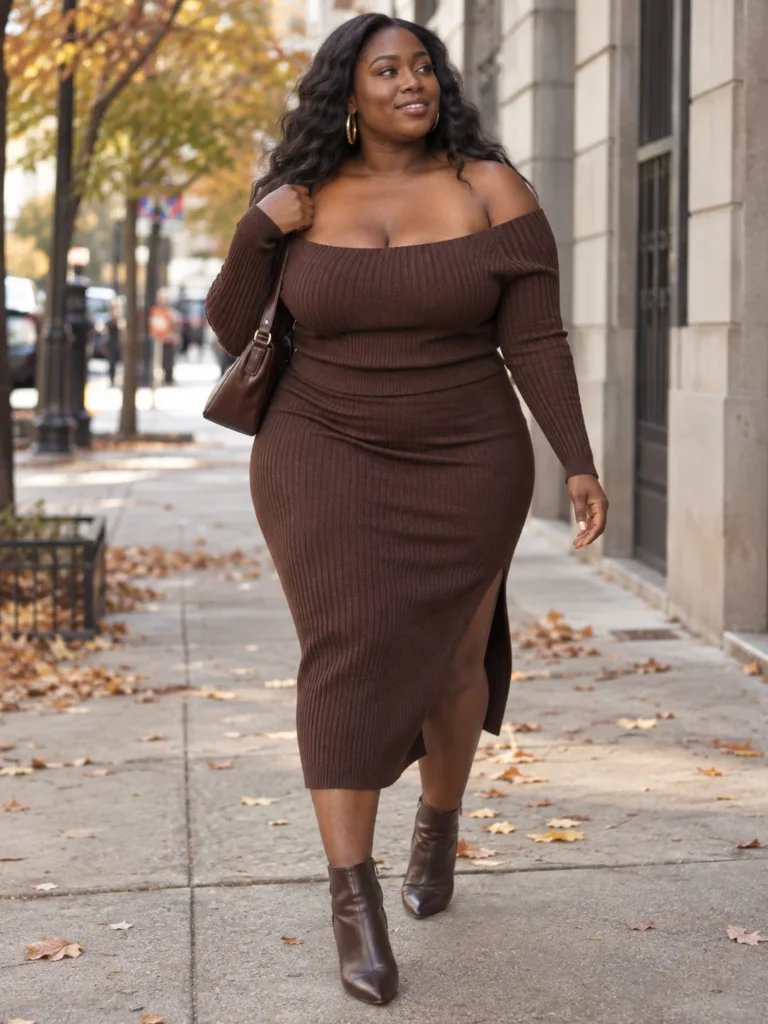 Deep Espresso Ribbed Knit Midi Set