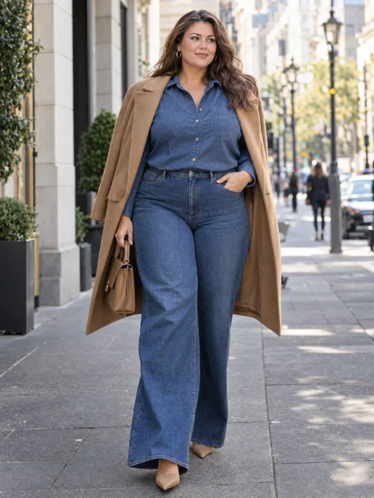 Denim-on-Denim & Camel Coat