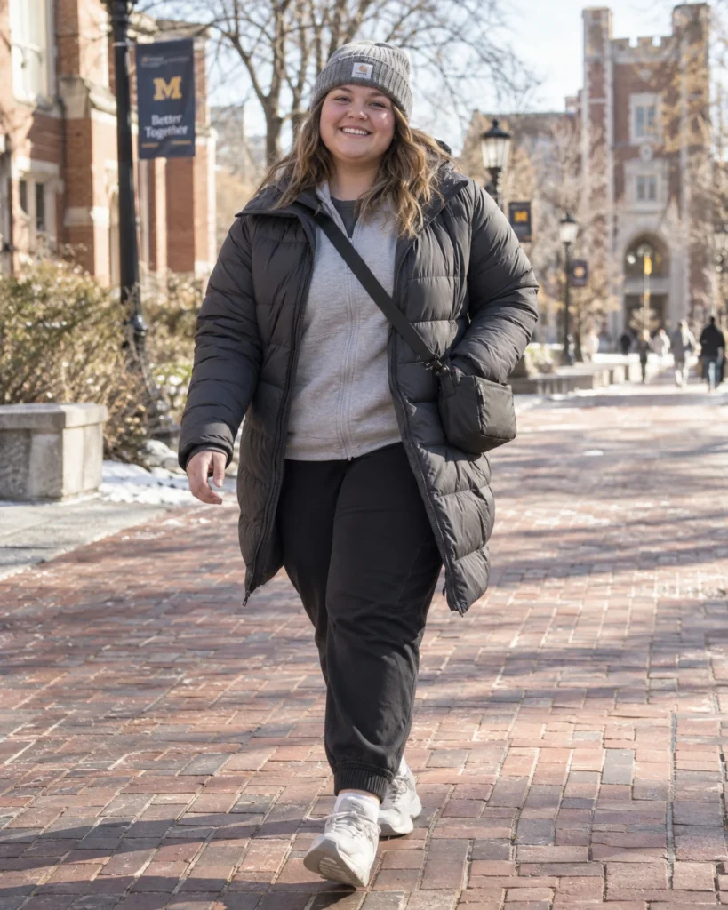 Fleece-Lined Joggers With a Knee-Length Puffer