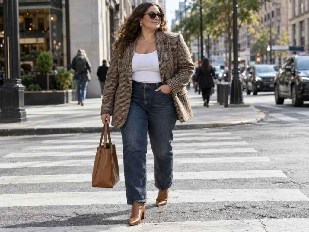 Houndstooth Blazer With Caramel Points