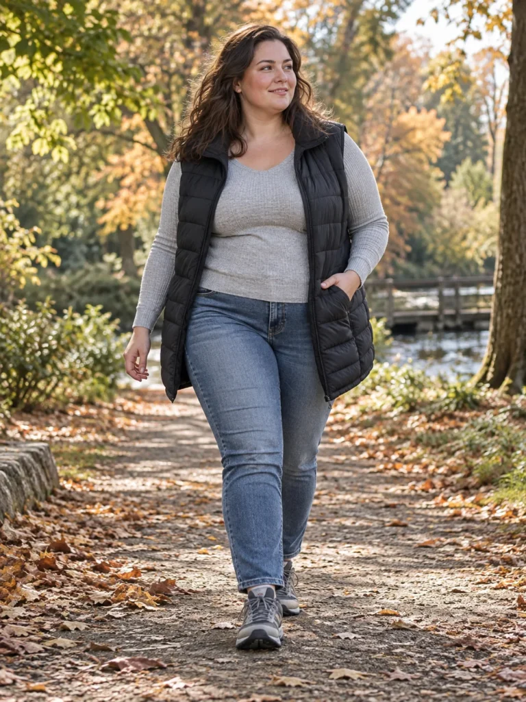 Longline Puffer Vest & Slim Straights