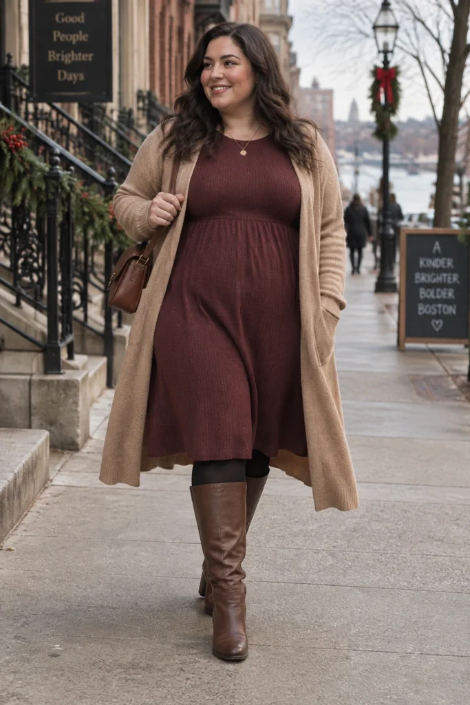 Merlot Empire-Waist Midi Dress