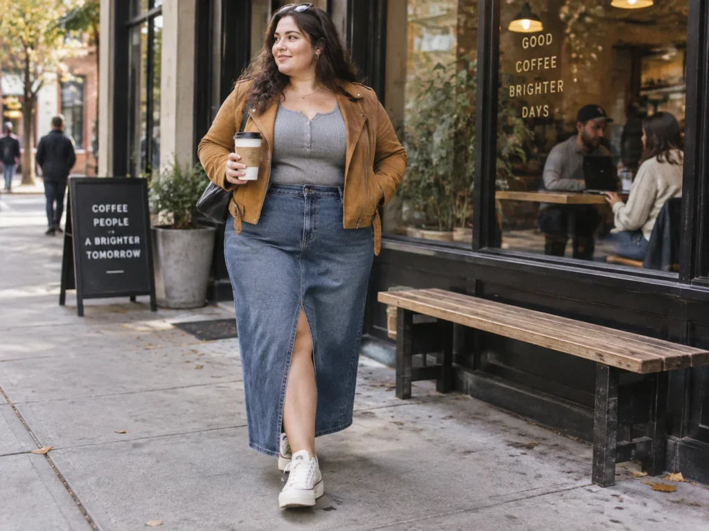 Nineties Denim Maxi With a Front Slit