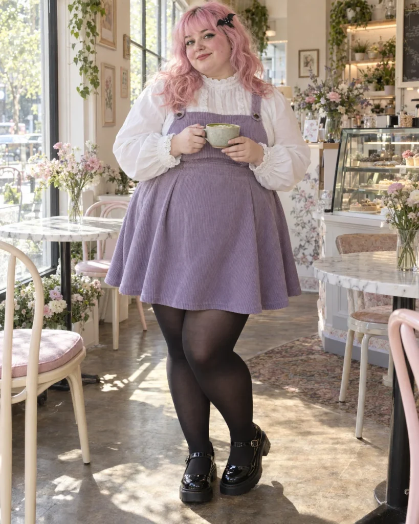 Pastel Goth Pinafore Dress & Frilly Blouse