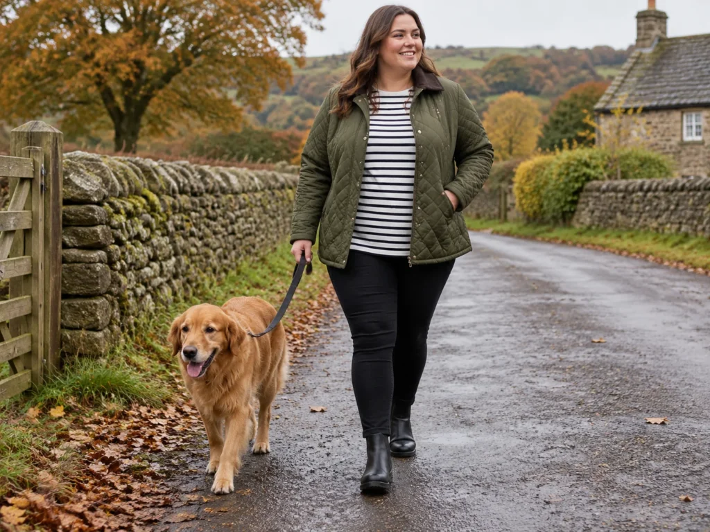 Quilted Barn Jacket Over a Breton Tee