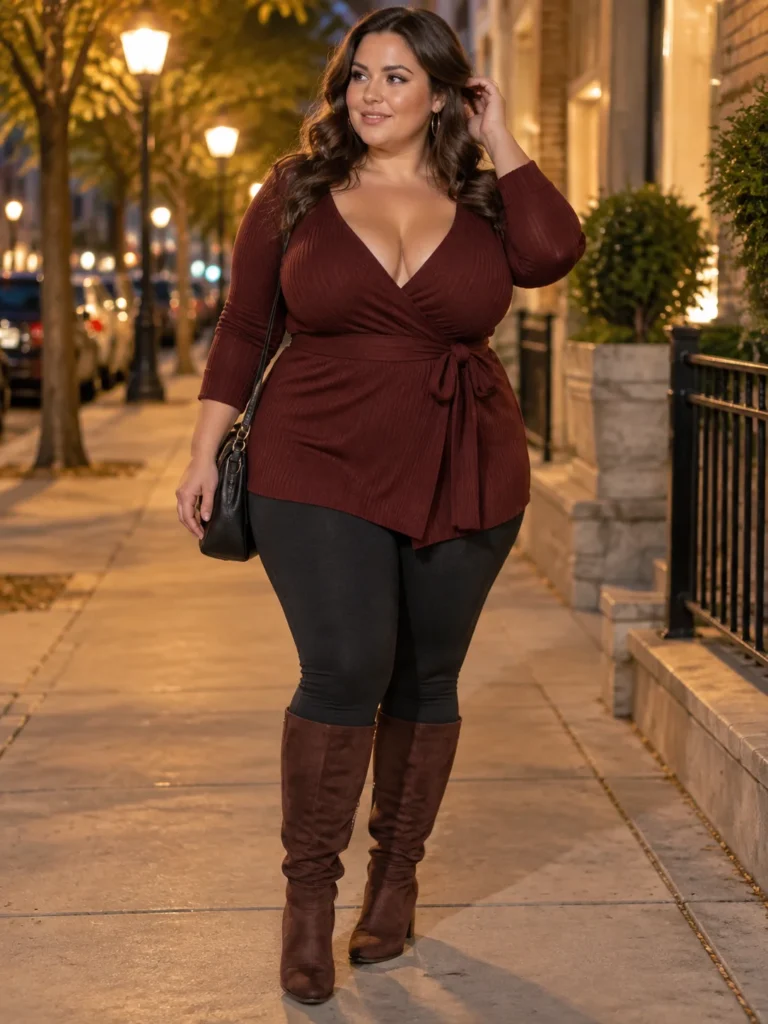 Ribbed Wrap Tunic Top