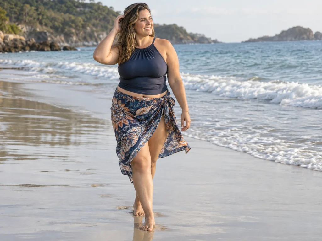 Side-Tied Sarong Skirt with Tankini