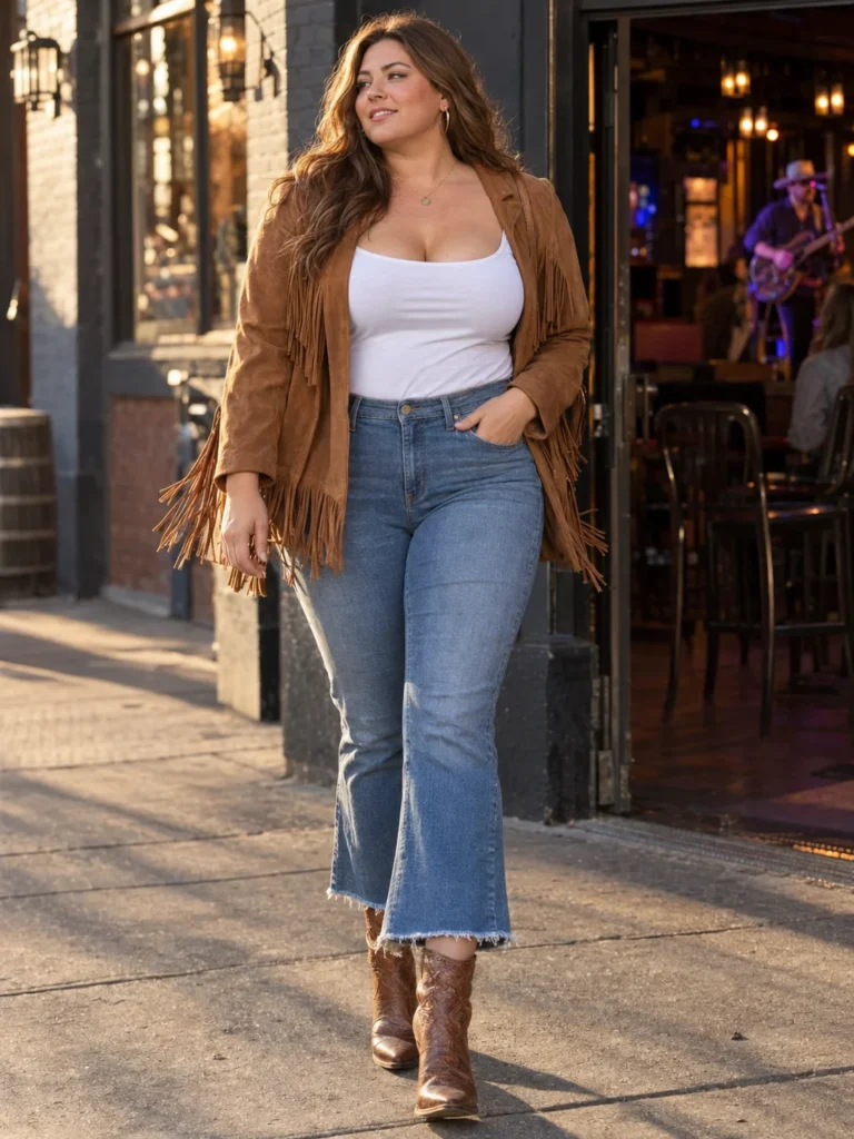 Suede Fringe Jacket & Kick-Flares