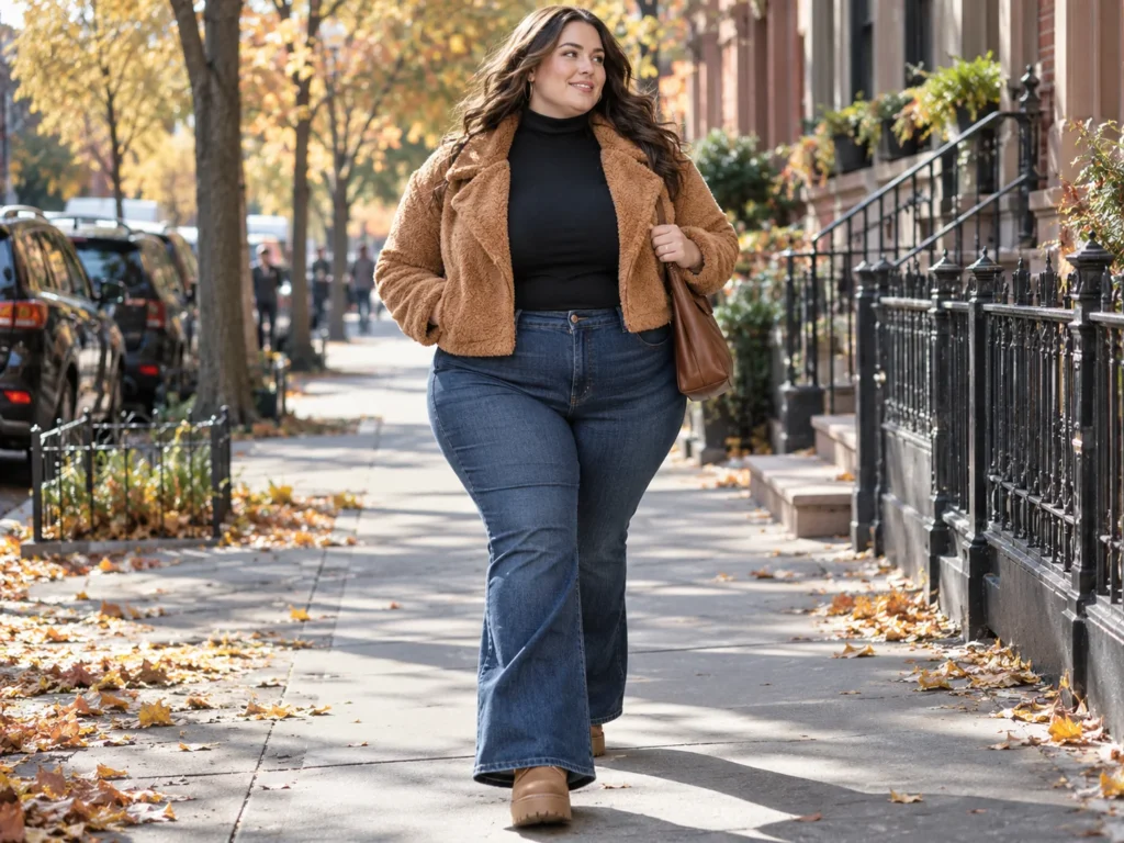 Teddy Coat With Flares and Platform Boots