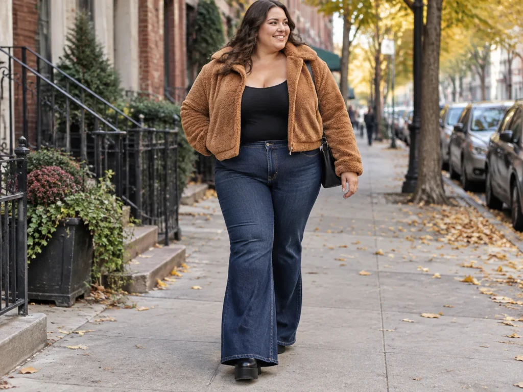 Teddy Jacket With Flares and Platform Boots