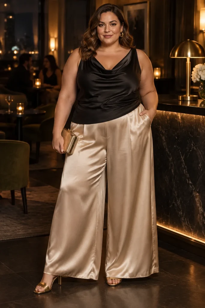 The Cowl and Satin Palazzo