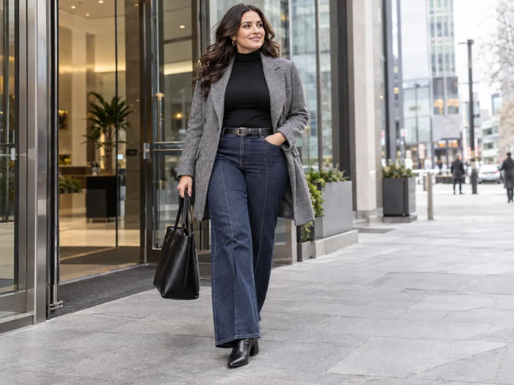 Dark Rinse Trouser Jeans + Herringbone Blazer