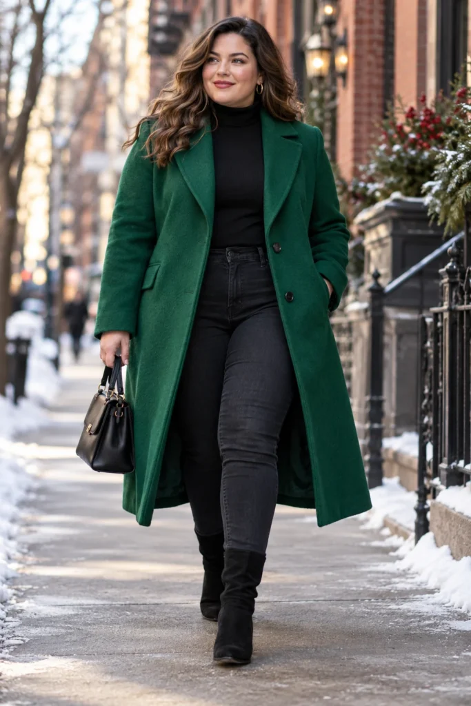 Emerald Berry Statement Wool Coat