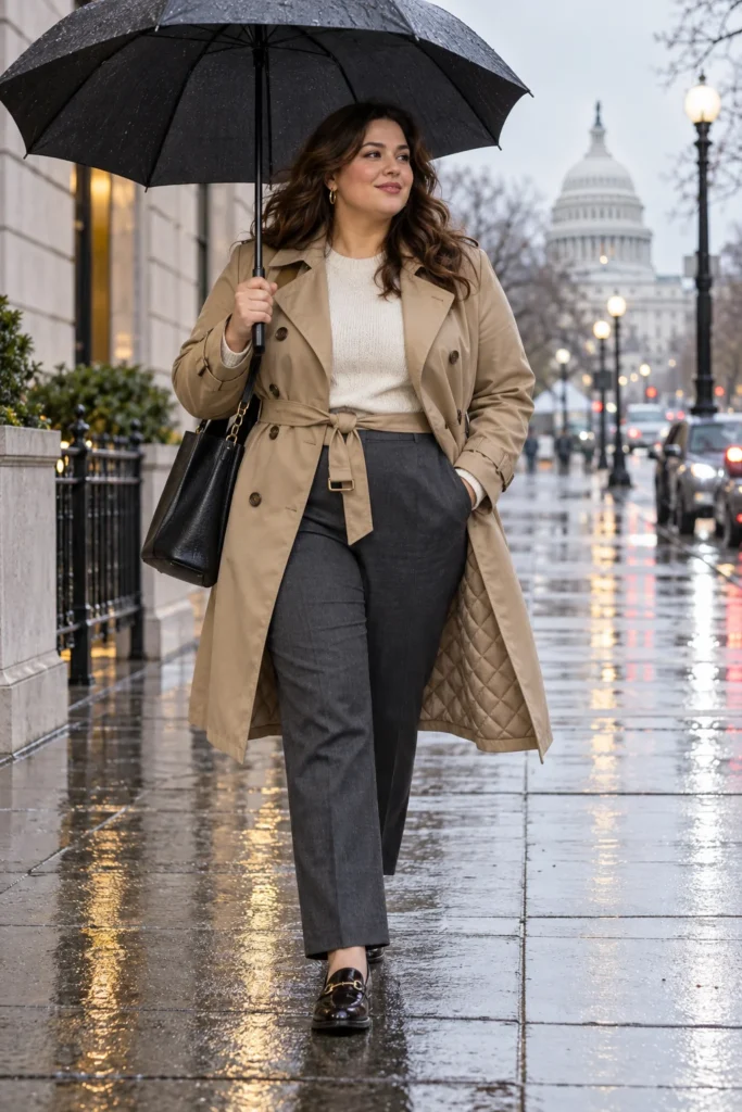 Trench-Style Quilted Hybrid Coat